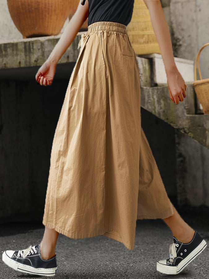 Women's Casual Literary Elegant Wide-Leg Pants