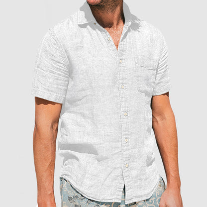 Men's Soft Two-tone Cotton Linen Shirt