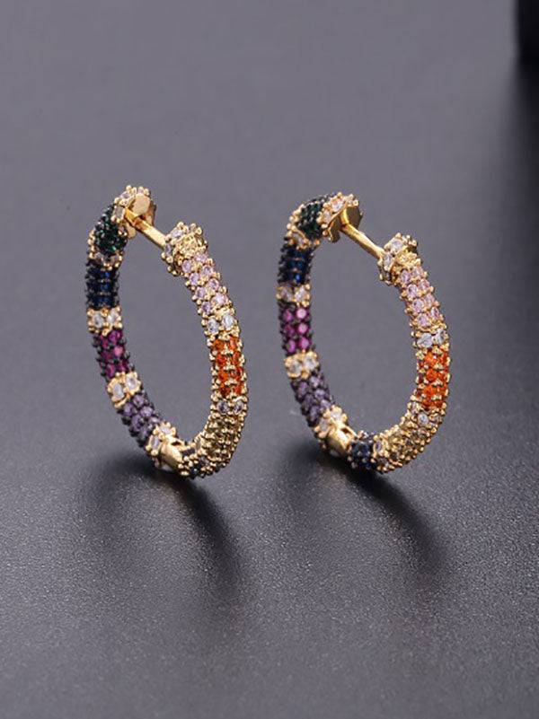 Women's Rainbow Zircon Hoop Earrings