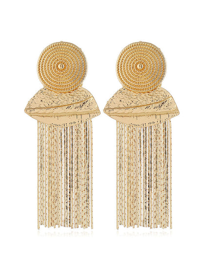 Women's Abstract Fringe Gold Earrings