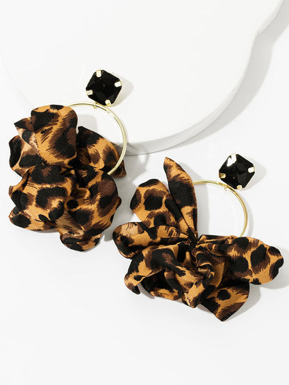 Women's Leopard Rhinestone Decor Drop Earrings