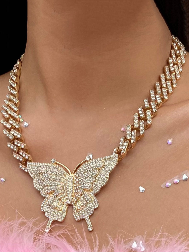 Women's Butterfly Rhinestone Necklace