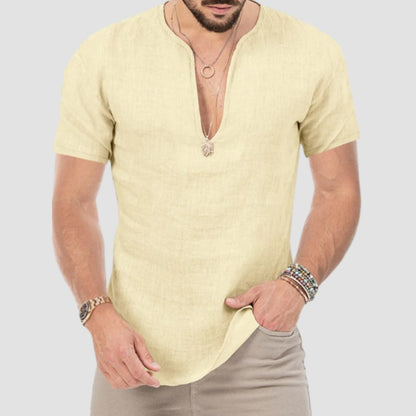 Men's Casual Linen Slim Fitn T-Shirt