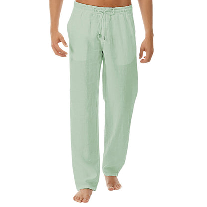 Men's Simple Fashion Solid Color Casual Cotton Linen Trousers