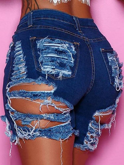 Ripped Denim Shorts