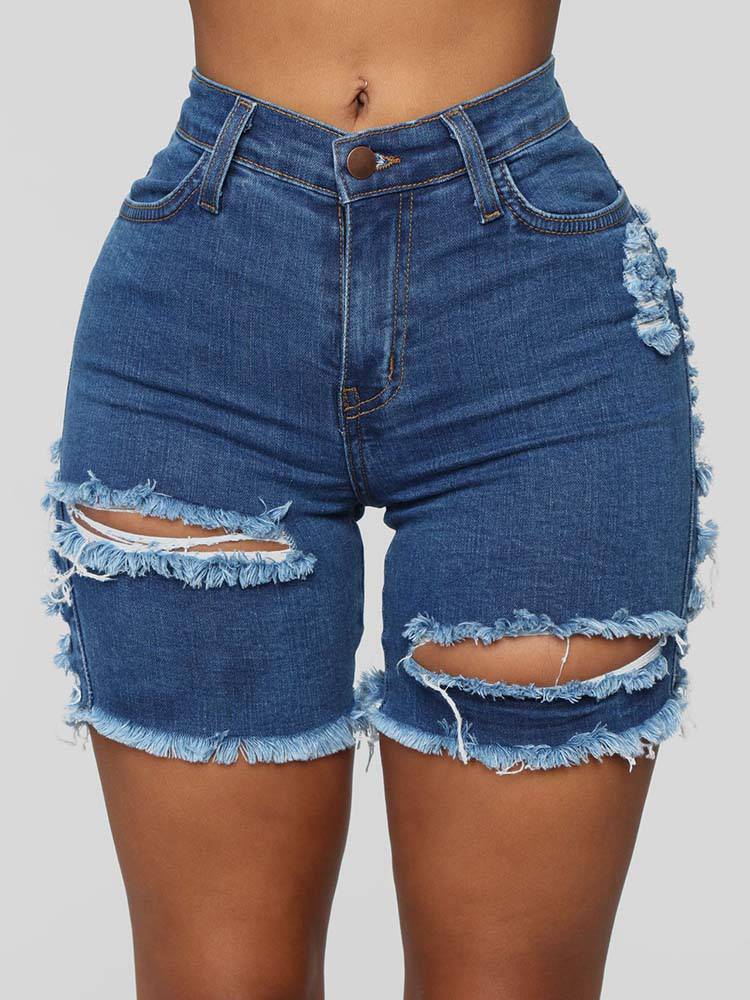 Ripped Denim Shorts