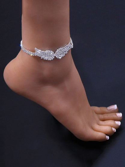 Women's Angel Wing Rhinestone Anklet