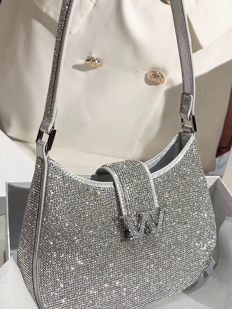 Women's Rhinestone Saddle Shoulder Bag