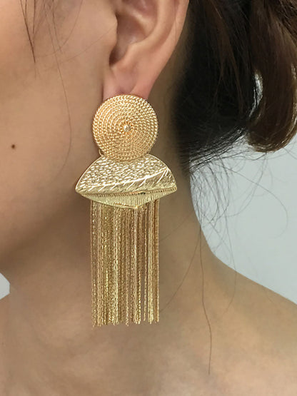 Women's Abstract Fringe Gold Earrings