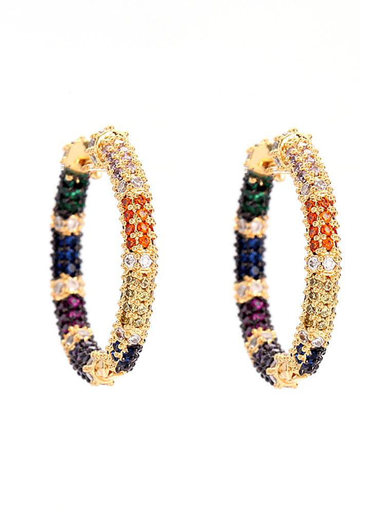 Women's Rainbow Zircon Hoop Earrings