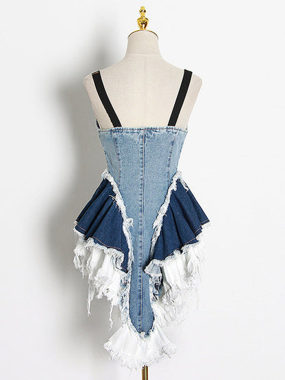 Patchwork Denim Mini Dress