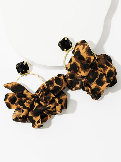 Women's Leopard Rhinestone Decor Drop Earrings