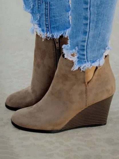 Leopard Cut Out Wedge Booties