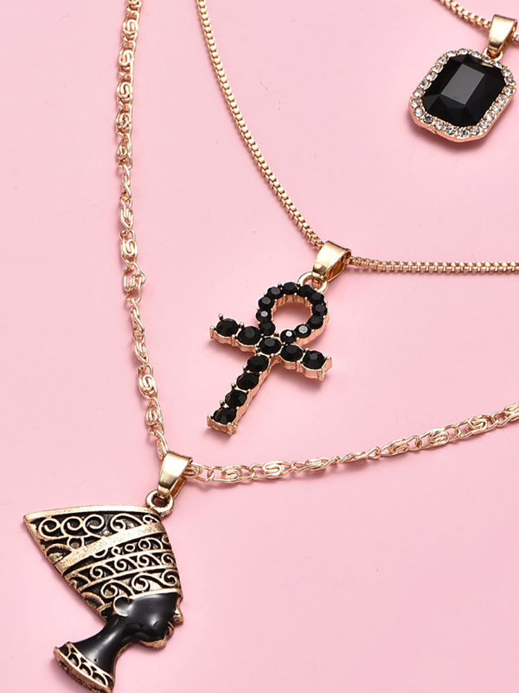 Women's Cross Head Multilayer Necklace