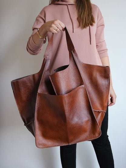 Women's Large Capacity Leather Tote