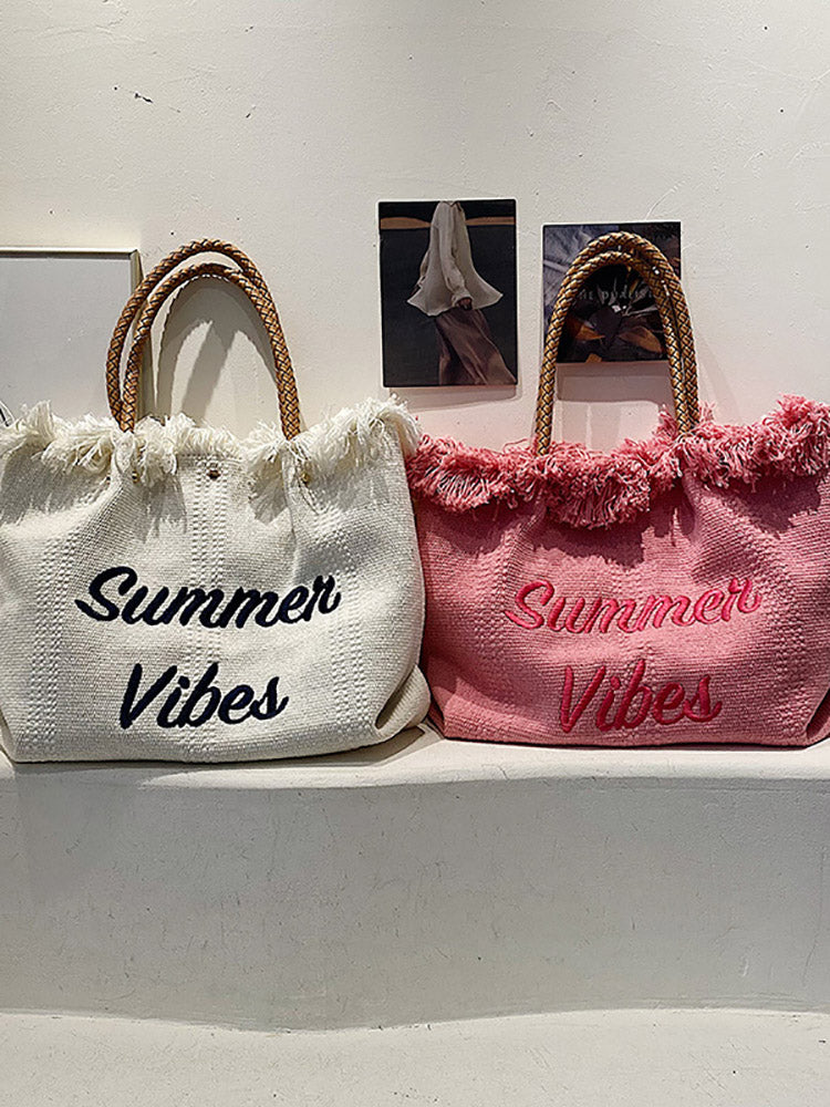 Women's Summer Vibe Tassel Tote Bag