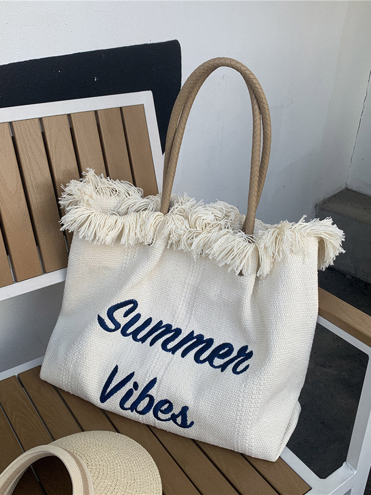 Women's Summer Vibe Tassel Tote Bag
