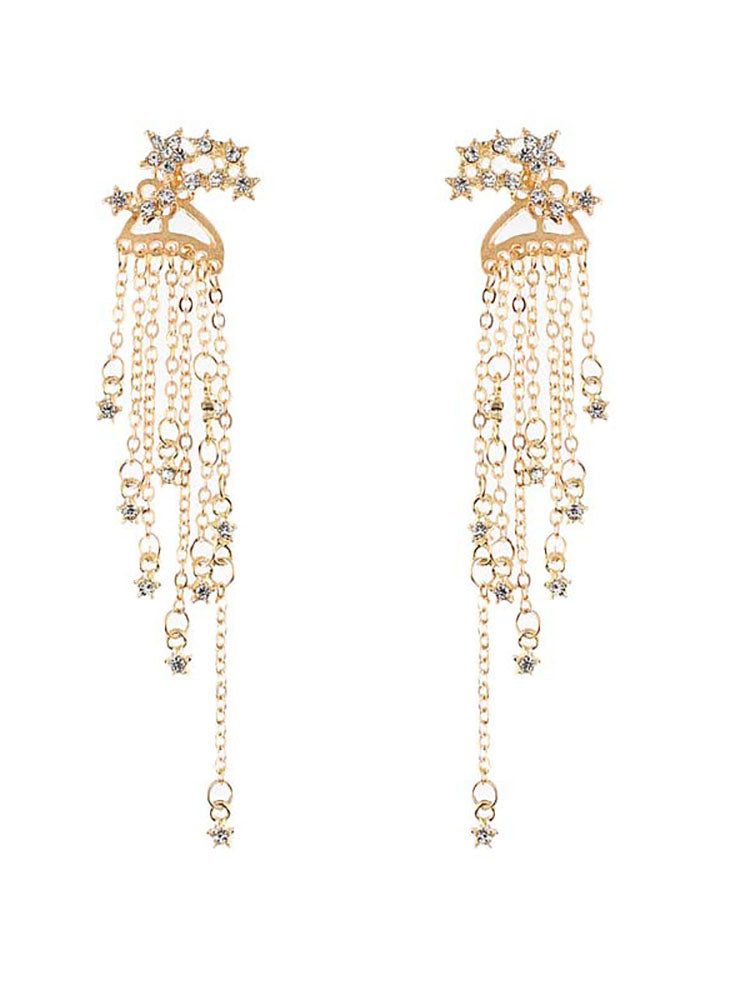 Women's Tassels Star Rhinestones Earrings