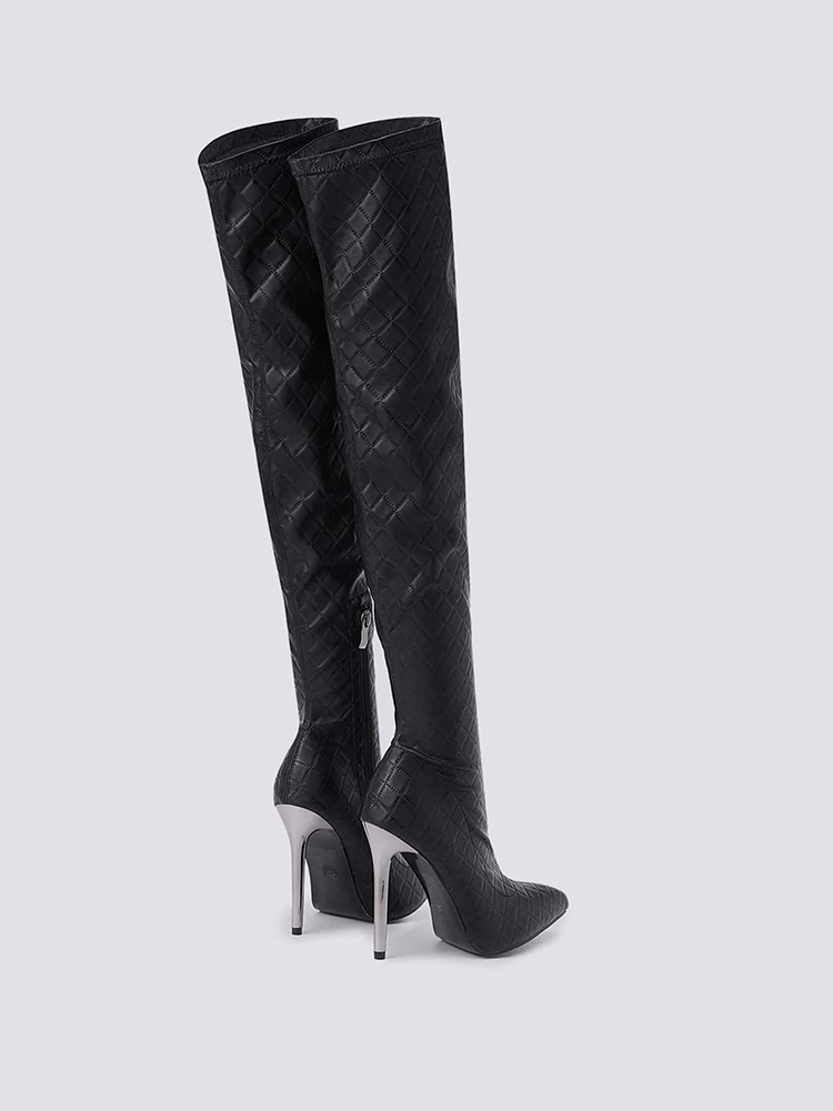 Embossed Heel Over The Knee Boots