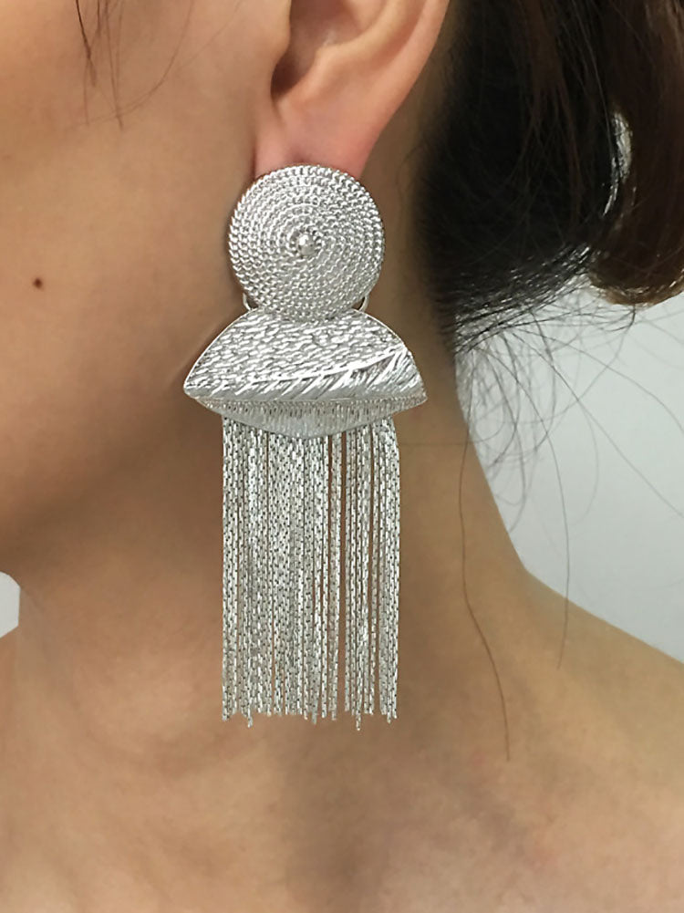 Women's Abstract Fringe Gold Earrings
