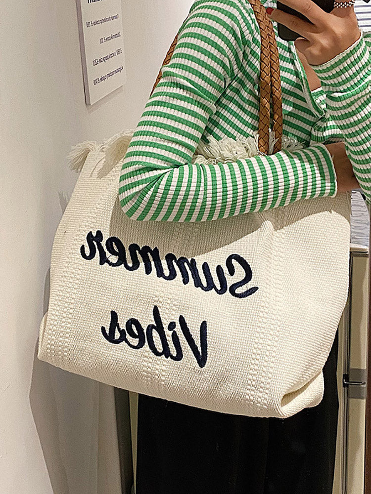 Women's Summer Vibe Tassel Tote Bag