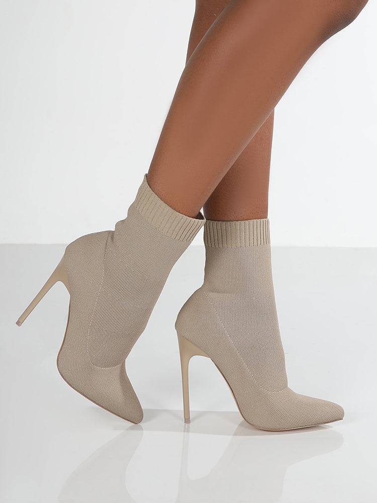 Stretch Fabric Ankle Boots High Heels