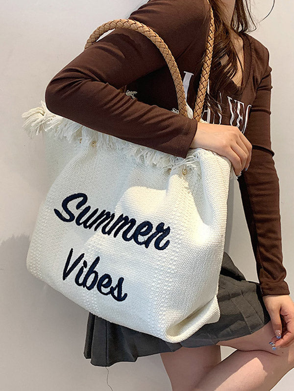 Women's Summer Vibe Tassel Tote Bag