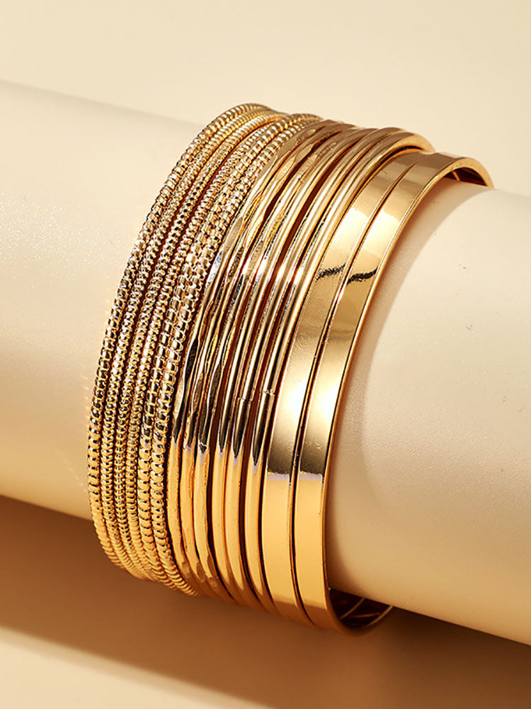 Women's 14 Pieces Gold Bracelet Set