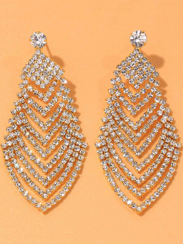 Women's Rhinestone Leaf Hollow Out Earrings