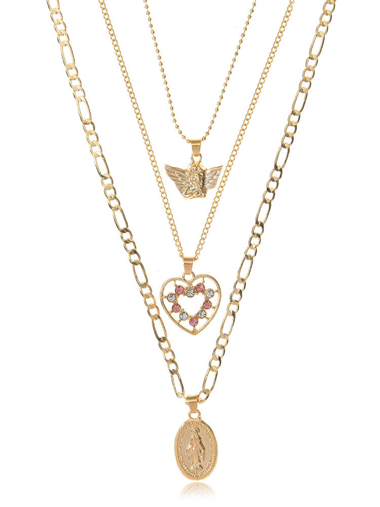 Women's Heart & Angle Layered Necklace