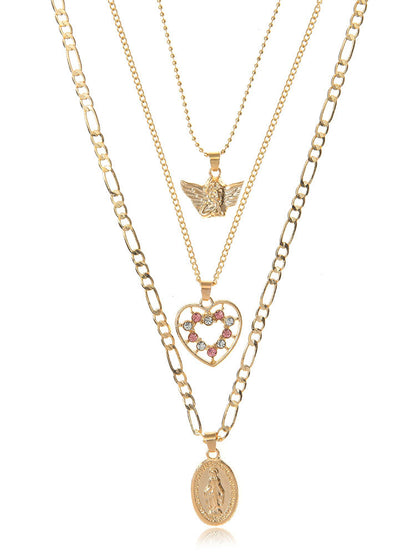 Women's Heart & Angle Layered Necklace