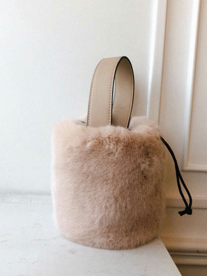 Women's Fluffy Drawstring Bucket Bag