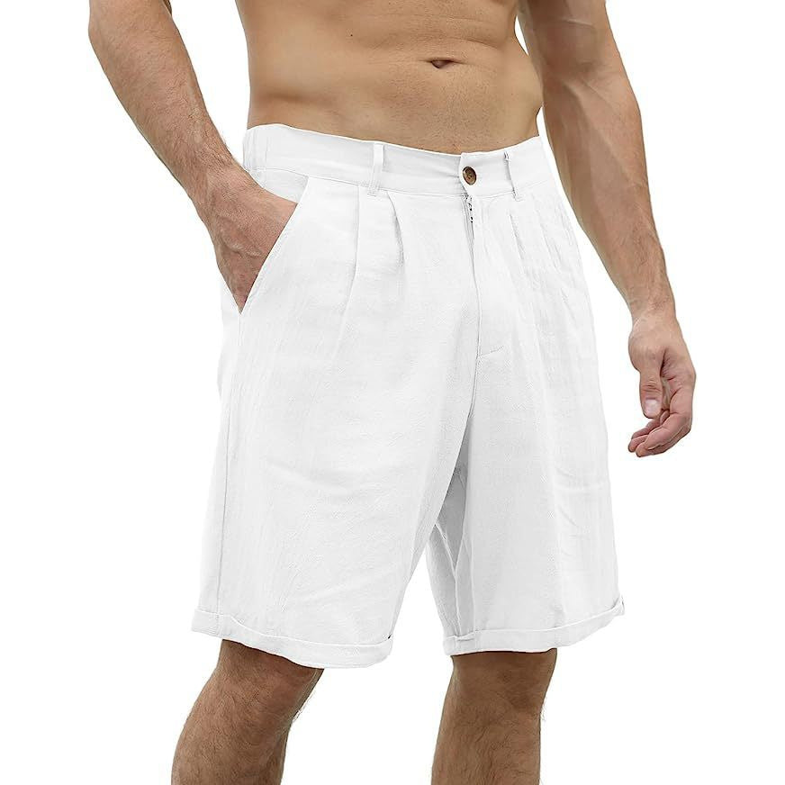 Men's Cotton Linen Beach Casual Shorts