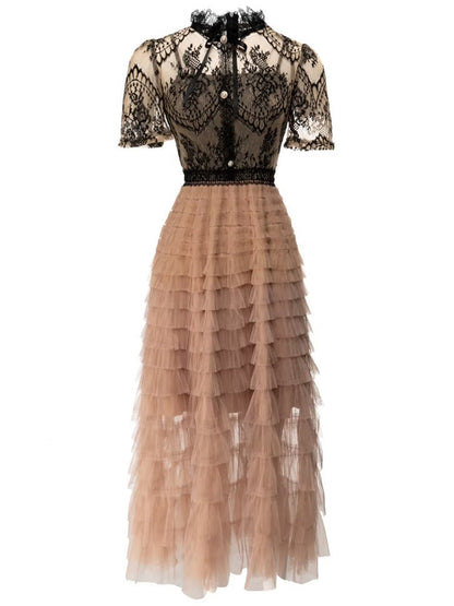 Women's Lace Ruffle Tulle Dress