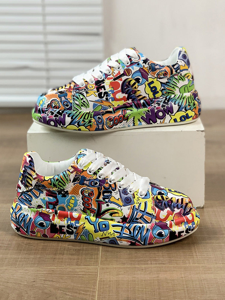 Colorful Printed Lace-up Sneakers