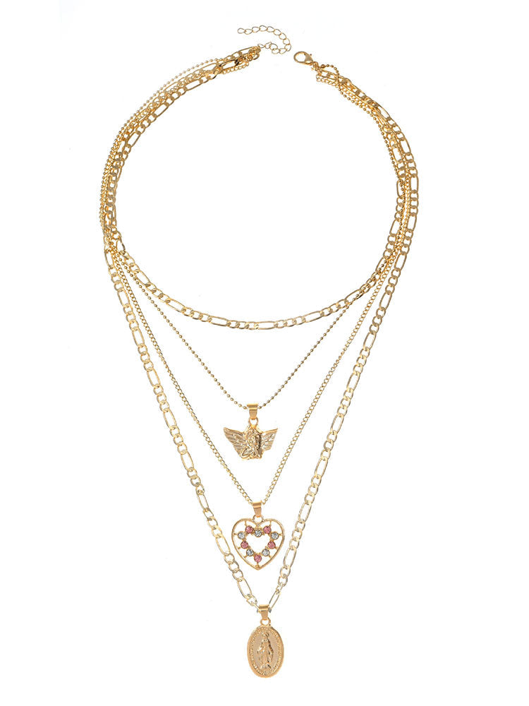 Women's Heart & Angle Layered Necklace