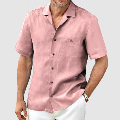 Men's Casual Cotton Linen Pocket Shirt