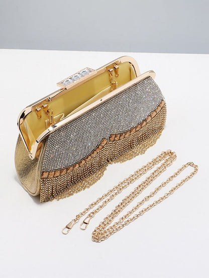 Women's Rhinestone Studded Tassel Clutches