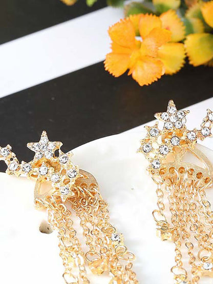 Women's Tassels Star Rhinestones Earrings