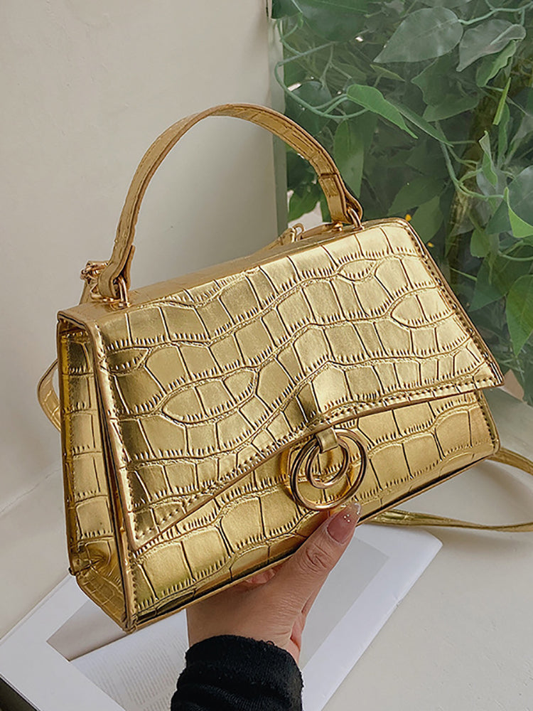 Women's Crocodile Embossed Satchel Square Bag