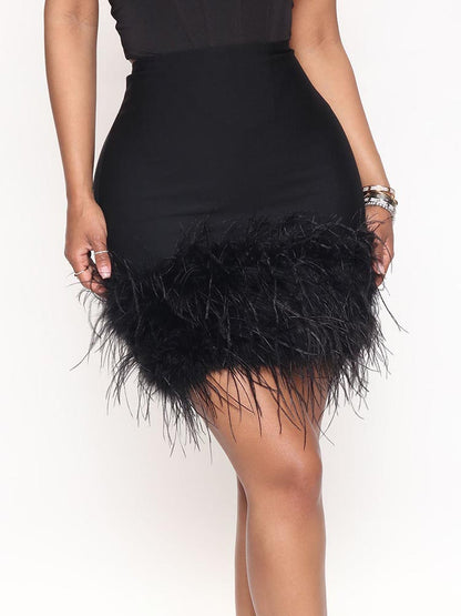 Feather Mini Skirt