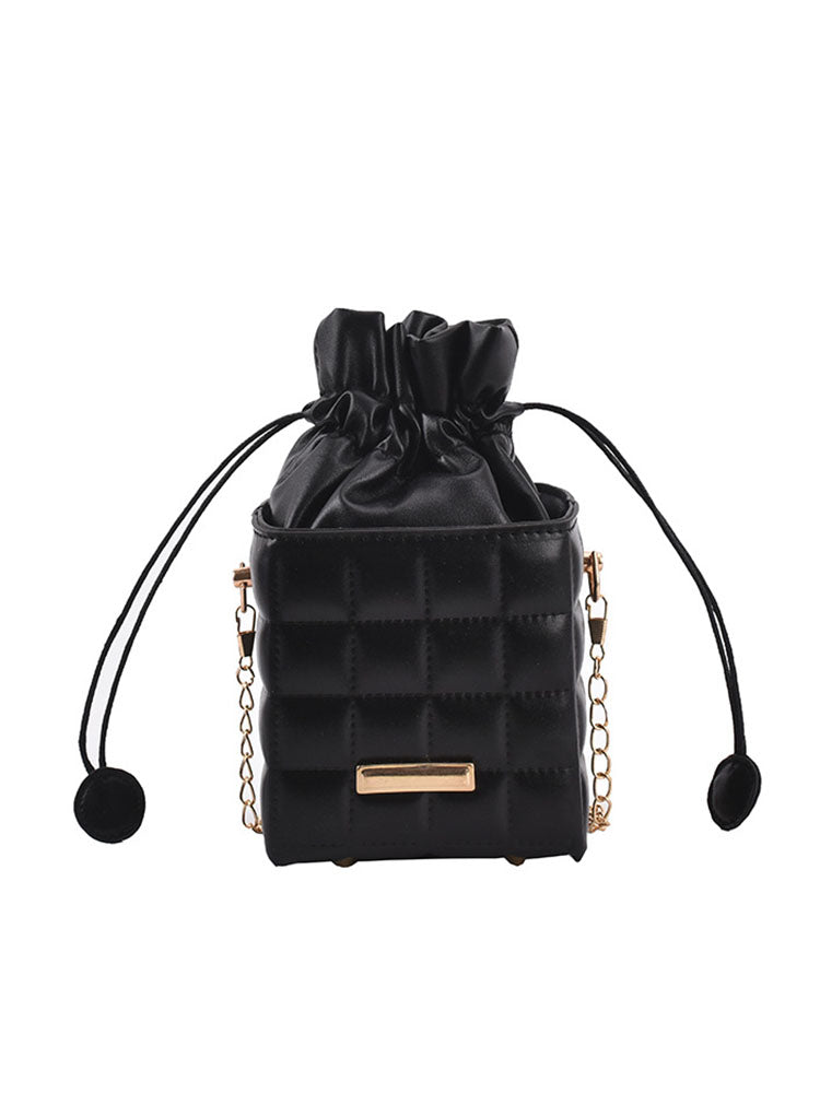 Women's Chain Drawstring Bucket Bag