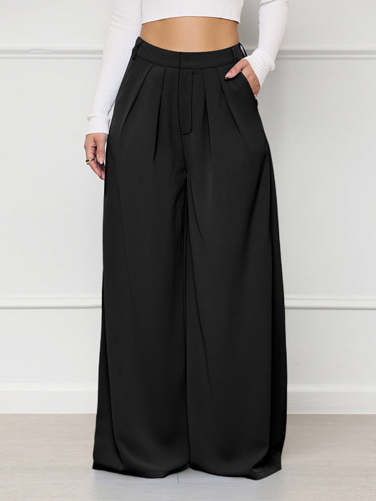 High Waist Pocket Wide Pants