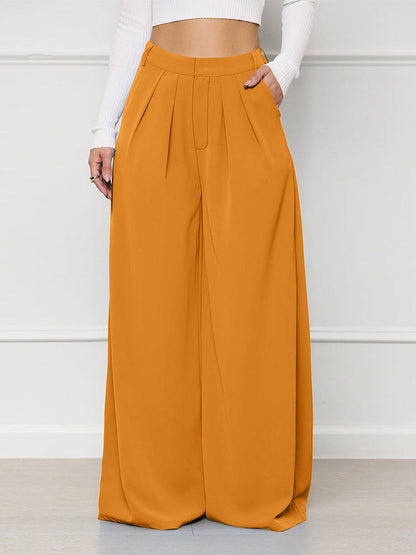 High Waist Pocket Wide Pants