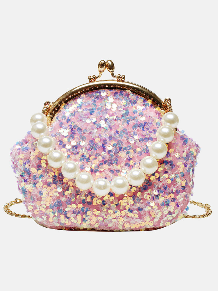 Women's Sequin Pearl Evening Mini Bag