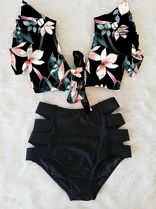 Floral Ruffle Bikini Set