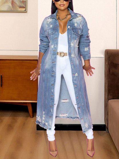 Casual Ripped Denim Jacket Coat