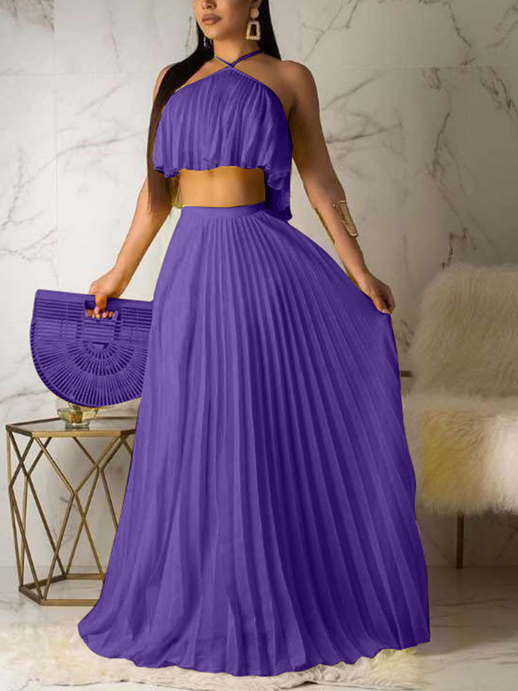 Chiffon Pleated Skirt Set