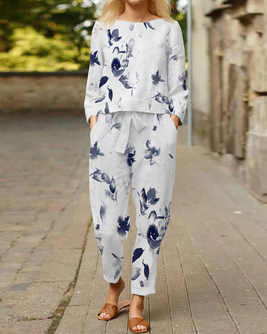 Women's Casual Floral Two-Piece Suit