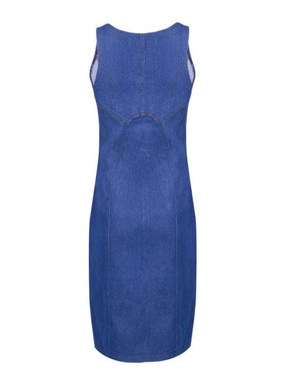 Sleeveless Zipper Slim Denim Dress